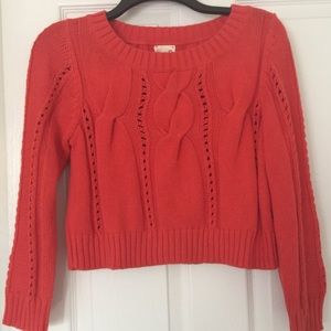 Anthropologie Orange Knit Sweater